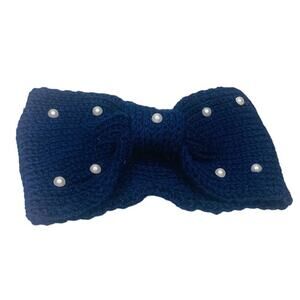 Morebrave Winter Pearl Bandeau, Head Band with Pearl Accents, Adult Size, Navy